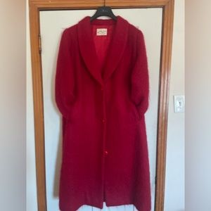 Dolores’ Unique Designs Mohair Full Length Coat, Red